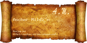 Ascher Milán névjegykártya