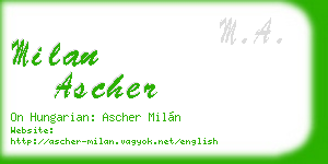 milan ascher business card
