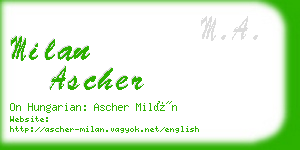 milan ascher business card